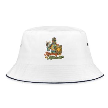Rüstung ist so Mittelalter - Bucket Hat - Weiß/Navy - Vorne