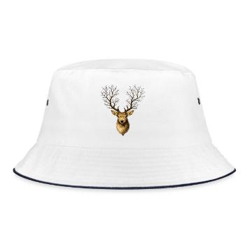 Hirschkopf mit Baumgeweih – Mystischer Waldgeist - Bob - blanc/marine - Devant