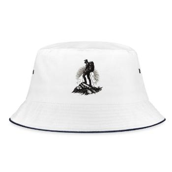 Mountaineer motif in the sunbeam - Bucket Hat - white/navy - Front
