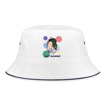 Quiet Blooming - Calm Floral Meditation Art - Bucket Hat - white/navy - Front