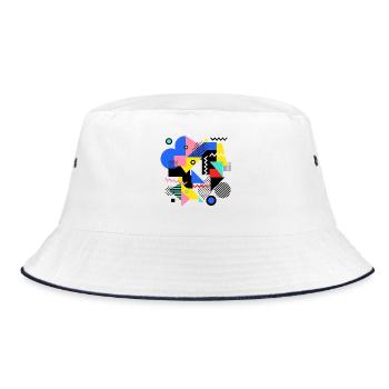 Geometric Color Explosion Pop Art - Bucket Hat - white/navy - Front