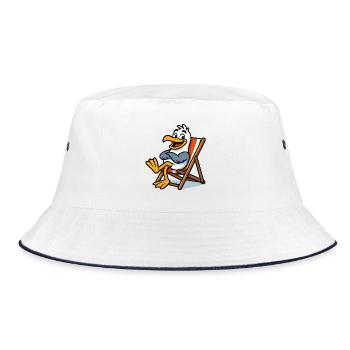 Lounge-Seemöwe am Strand - Bucket Hat - Weiß/Navy - Vorne