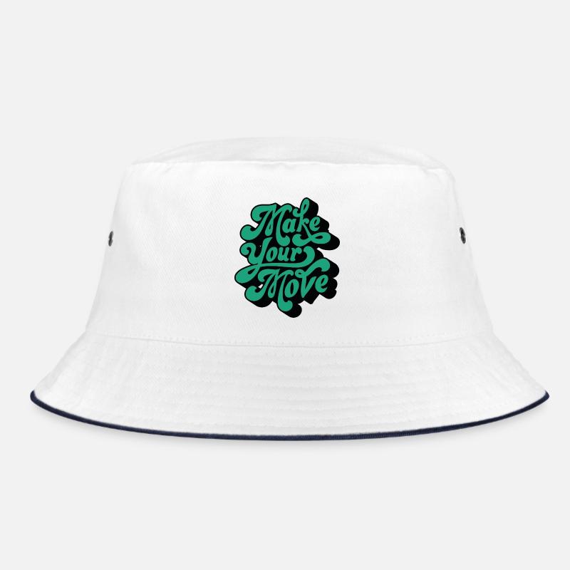 Mach deinen Schritt – Retro-Skriptmotiv Bucket Hat