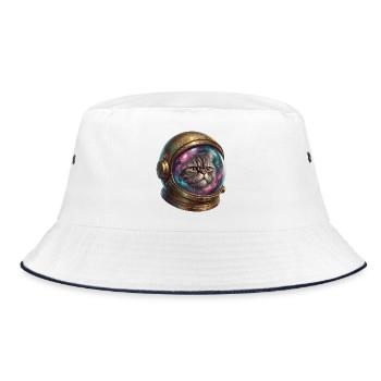 Cat astronaut in space helmet - Bucket Hat - white/navy - Front