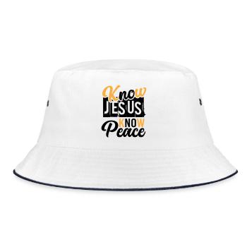 Know Jesus Know Peace – Peace in Christ - Bucket Hat - white/navy - Front