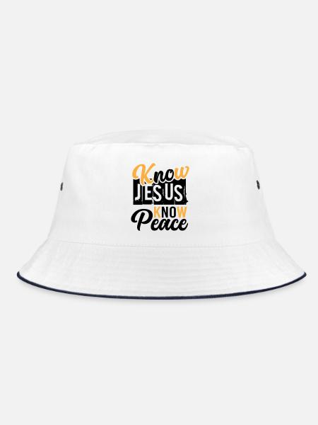 Know Jesus Know Peace – Peace in Christ - Bucket Hat - white/navy - Front