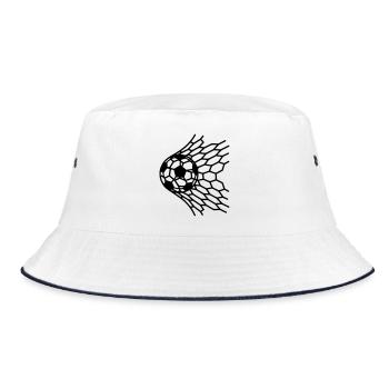 Goal Soccer Ball in Net Hit Vector - Bucket Hat - white/navy - Front