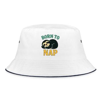 Born to Nap Sloth Illustration - Bucket Hat - white/navy - Front