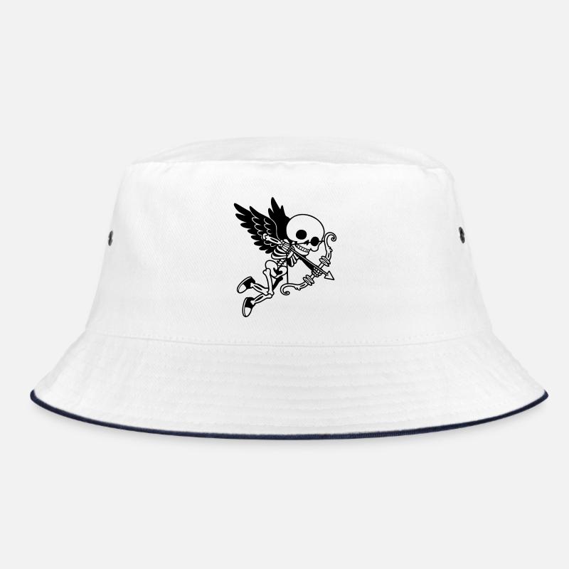 Skeleton Cupid with Wings Black - Bucket Hat - white/navy