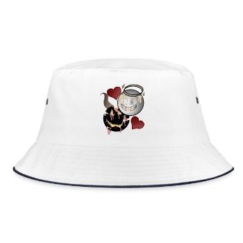 Engel und Teufel Design  - Bucket Hat - Weiß/Navy - Vorne