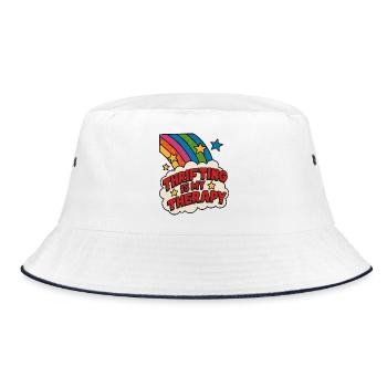 Thrifting Therapy Rainbow Sticker - Bucket Hat - white/navy - Front