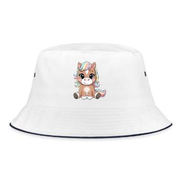 Pastellpony Kuschelpony Cartoon - Bucket Hat - Weiß/Navy - Vorne