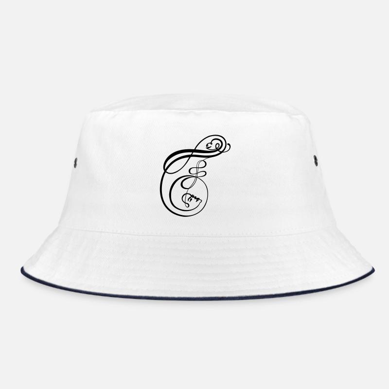 Calligraphy Line Art Faces as Letter F - Bucket Hat - white/navy