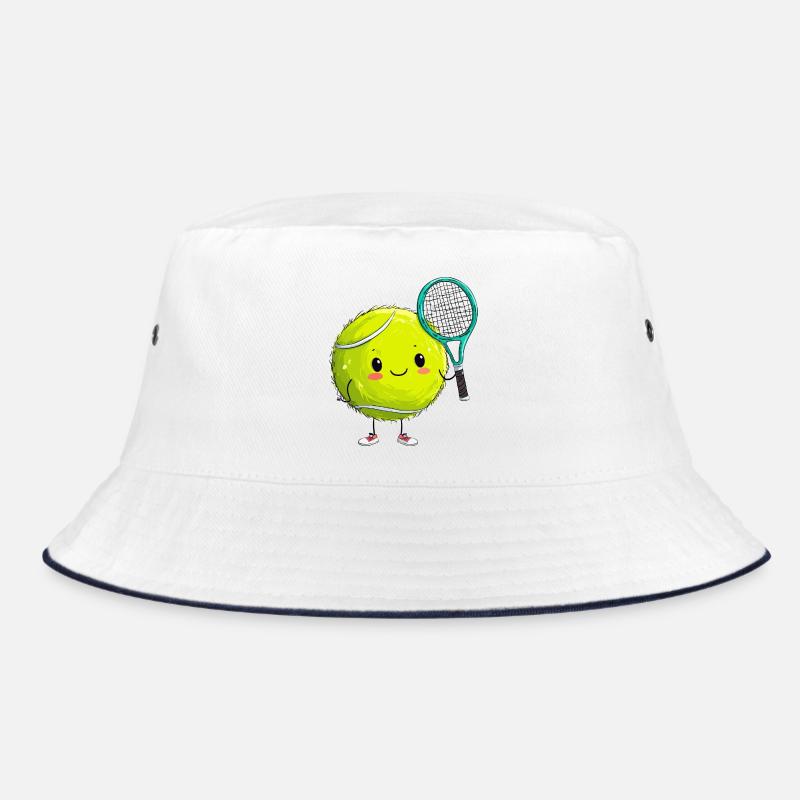 Cuddly tennis ball with racket Bucket Hat