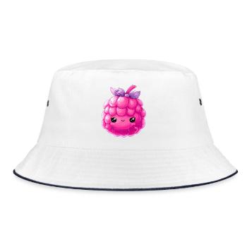 Kawaii Raspberry Cuddle Character - Bucket Hat - white/navy - Front