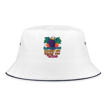 Grapes Squeeze Stomp Make Wine - Bucket Hat - white/navy - Front