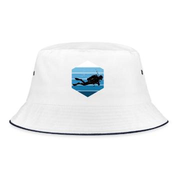 Diving Fokus pur - Bucket Hat - Weiß/Navy - Vorne