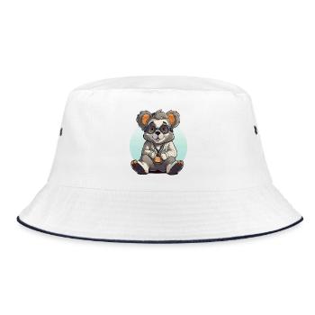 Kawaii Panda Scientist - Bucket Hat - white/navy - Front