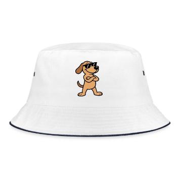Sunglasses Dachshund Charm - Bucket Hat - white/navy - Front