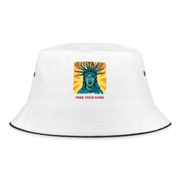 BEFREIE DEINEN GEIST #3 – Freiheit & Rechte - Bucket Hat - Weiß/Navy - Vorne