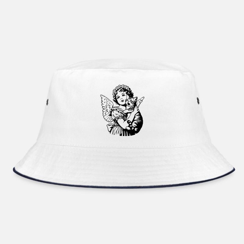 Engel mit Katze – Cherub Vintage Illustration Bucket Hat