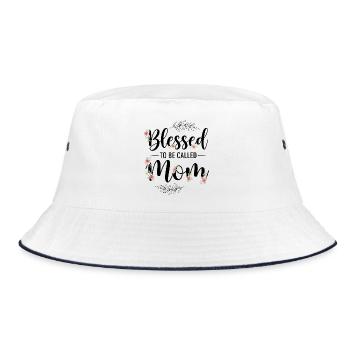 Happy To Be Mom Mom Gift - Bucket Hat - white/navy - Front