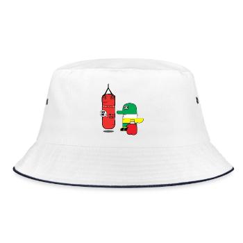 Cartoon Boxing Duo: Bold Bag Mascot - Bucket Hat - white/navy - Front
