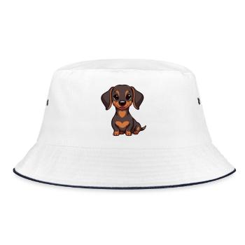 Dachshund Baby - Bucket Hat - Weiß/Navy - Vorne
