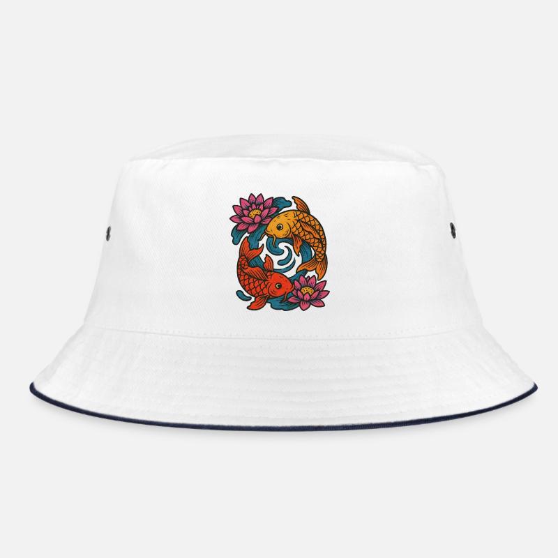 Koi- und Lotus-Runddesign Bucket Hat
