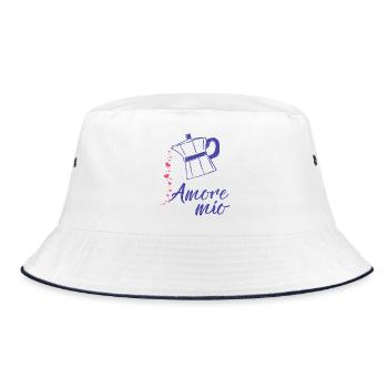 Amore_mio_epsresso_herz_ - Bucket Hat - Weiß/Navy - Vorne