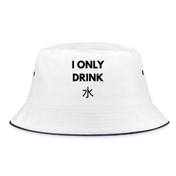 ICH TRINKE NUR WASSER - Bucket Hat - Weiß/Navy - Vorne