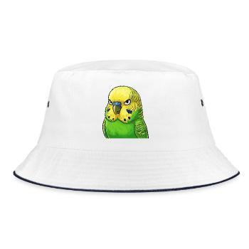 Vibrant Budgie Green Yellow - Bucket Hat - white/navy - Front