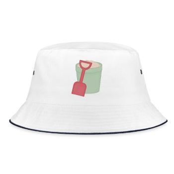 Sandpit Shovel Motif - Bucket Hat - white/navy - Front