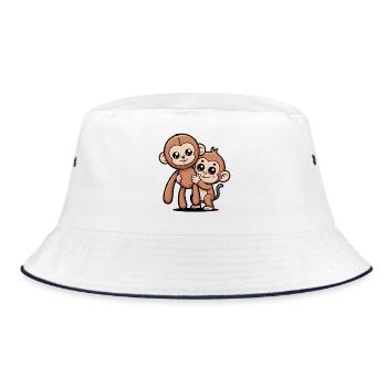 Punch : mignon, singe de dessin animé avec une chemise virale en peluche - Bob - blanc/marine - Devant