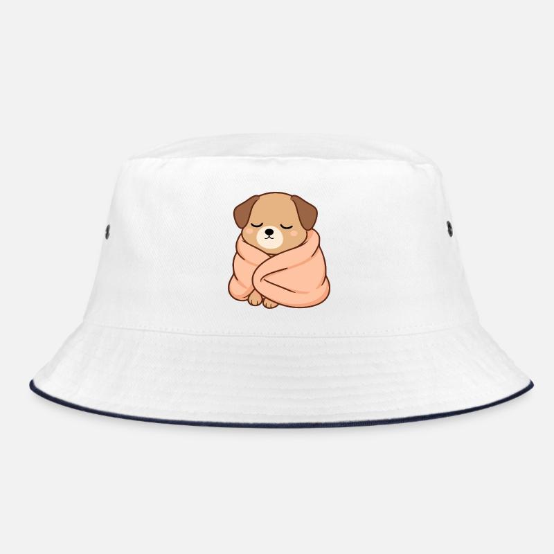 Sleeping dog in cuddly blanket Bucket Hat