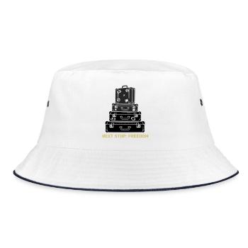 Suitcase Stack Freedom Saying - Bucket Hat - white/navy - Front