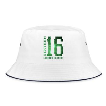 16. Geburtstag Limited Edition Pixel Zocker - Bucket Hat - Weiß/Navy - Vorne