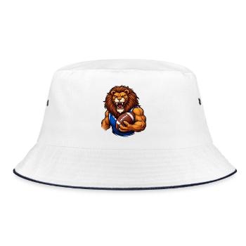 Lion Football Mascot - Bucket Hat - white/navy - Front