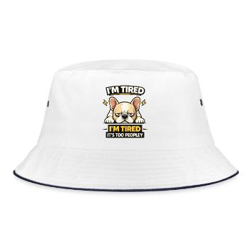 Tired Bulldog Tee - Bucket Hat - Weiß/Navy - Vorne