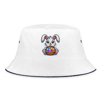 Lapin de Pâques avec des œufs colorés - Bob - blanc/marine - Devant