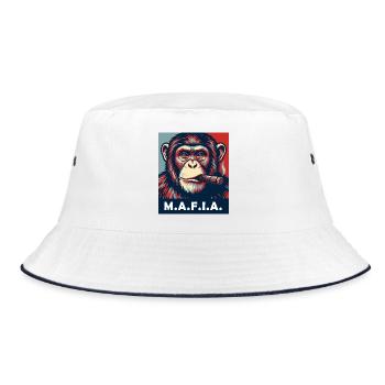 Pop Art Chimp with Cigar - Bucket Hat - white/navy - Front
