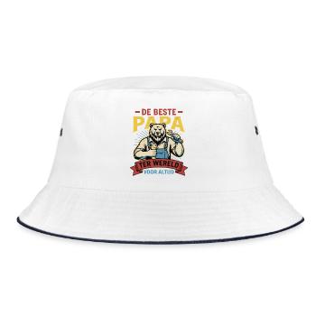 Beste Papa, Leuk Vaderdag Shirt of Hoodie - Bucket Hat - Weiß/Navy - Vorne