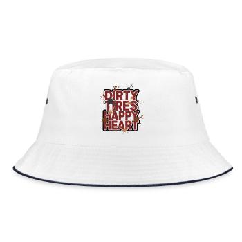 Dirty Tires Happy Heart Offroad-Design - Bucket Hat - Weiß/Navy - Vorne