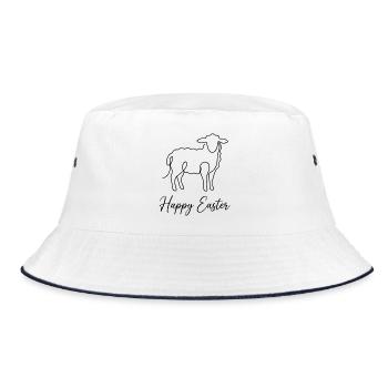 Happy Easter, Cute Lamb Spring Shirt, Hoodie, Cap - Bucket Hat - white/navy - Front