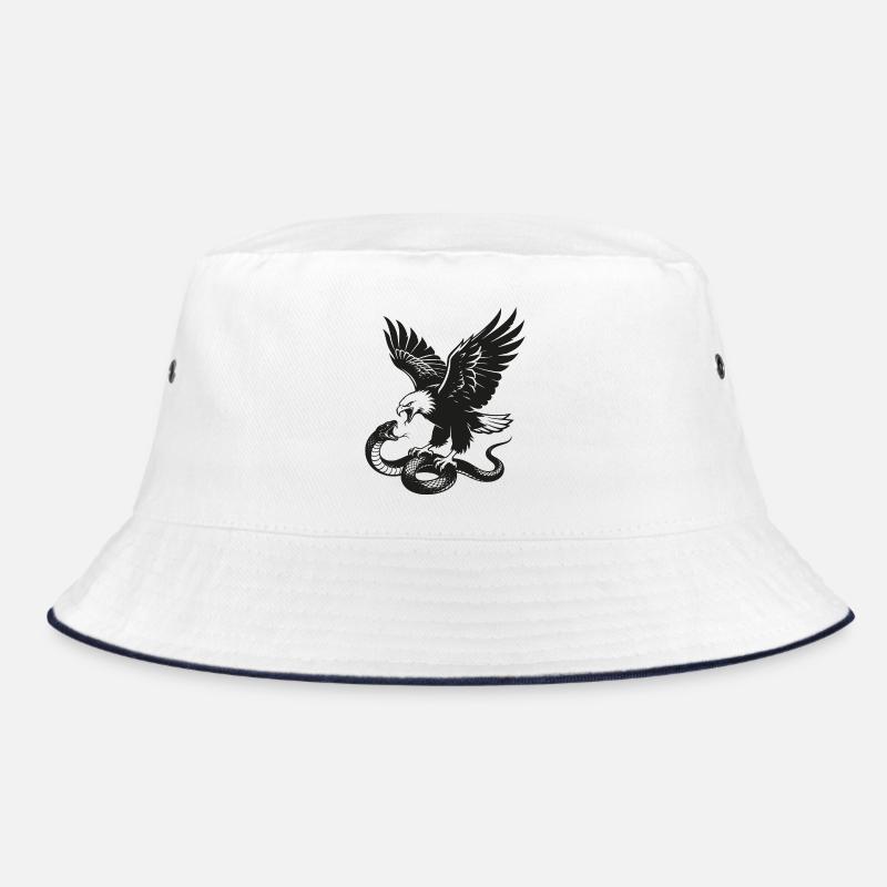 Eagle vs Snake Silhouette - Bucket Hat - white/navy