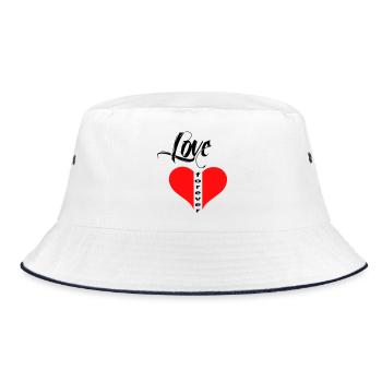 Love Herz  - Bucket Hat - Weiß/Navy - Vorne