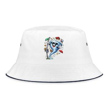 Hurricane with sunglasses - Bucket Hat - white/navy - Front