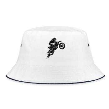 Motocross jump in black and white - Bucket Hat - white/navy - Front