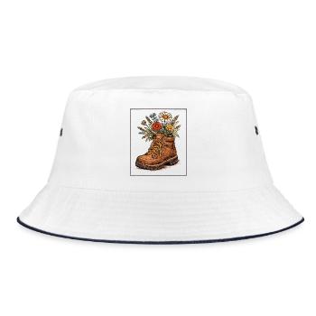 Boot Blooms Wildflower Bouquet - Bucket Hat - white/navy - Front