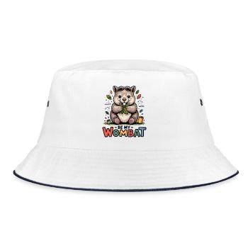 Süßer Wombat Love - Bucket Hat - Weiß/Navy - Vorne